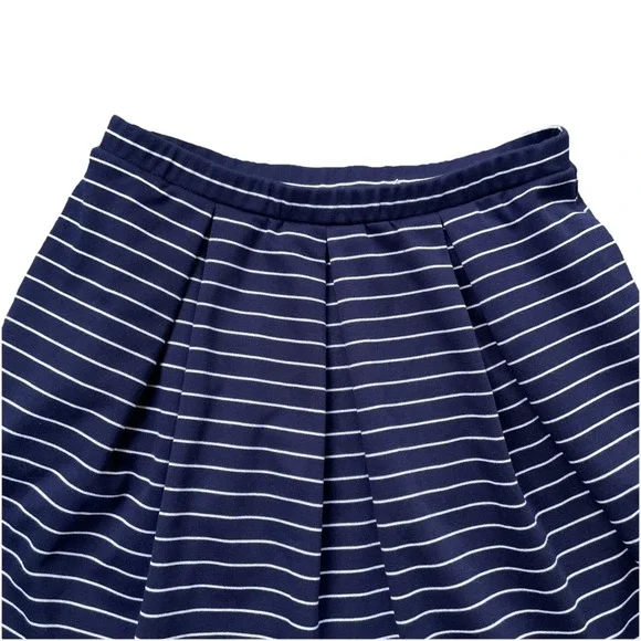 Women's Max Studio Pleated Mini Skirt, Elastic Waist, Blue & White Stripes, Sz S - Picture 2 of 5